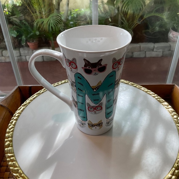 “Hipster Cats” Large  Porcelain Monogrammed “M” Coffee Mug by Coventry - Picture 7 of 7